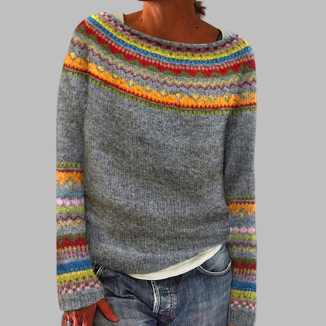 Noelia Damegenser | Flerfarget Stripet Strikkegenser